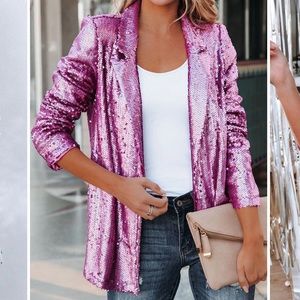 Pink sequin blazer